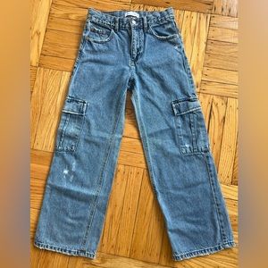 ZARA Kids Cargo Jeans Girls size 11-12 Light Wash